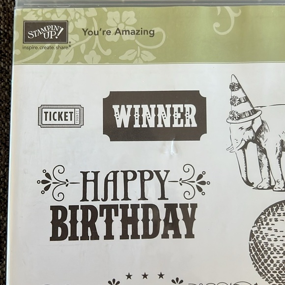 Stampin’ Up! You’re Amazing Stamp Set NEW Retired Circus Elephant Ticket - Picture 2 of 6